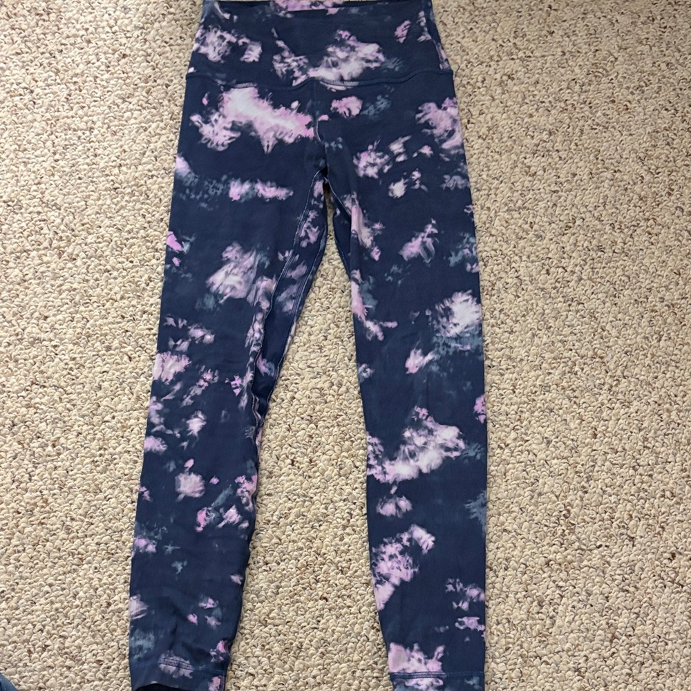 Lululemon Athletica Pink and Blue Tie-Dye Leggings